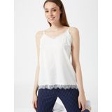 FREEQUENT - Top - Wit - Katoen - V-hals met Kanten Afwerking