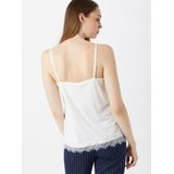 FREEQUENT - Top - Wit - Katoen - V-hals met Kanten Afwerking