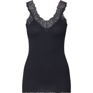 Blousetops - Zwart - 100% Polyester - Mouwloos Met Kanten Randje