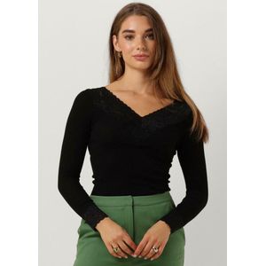Rosemunde Organic T-shirt Lace Tops T-shirts Dames - Zwart
