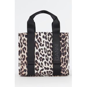 Ganni Recycled Tech Small Tote handtas met panterprint