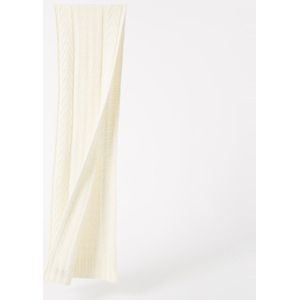 Ganni Crèmekleurige kabelsjaal met logolabel , White , Dames , Maat: ONE Size