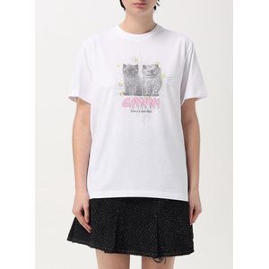 Ganni - T-shirt - Wit - Katoen - Geborduurd Logo