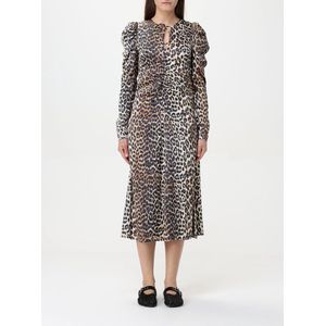 Ganni - Bruine Midi Jurk met Print - Dames