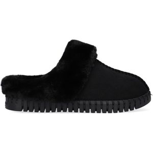 Ilse Jacobsen - Tulip 3871 - Pantoffels - Zwart - Suède - Harde zool - Open hiel