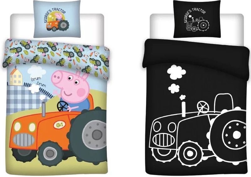 Ledikant glow in the dark dekbedovertrek George pig trekker 100x135 cm