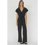 Jumpsuit - Effen - Lang/maxi - V-hals - Normale Pasvorm - Met Riem