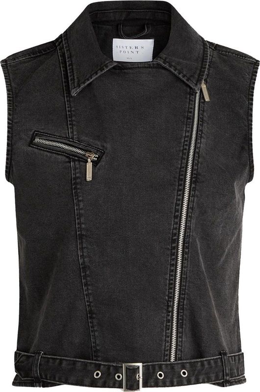 SISTERS POINT - Owi-ve - Vest - Black wash - Denim