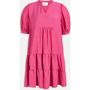 SISTERS POINT - Ibon-dr3 Roze Damesjurk met V-hals en Pofmouwen