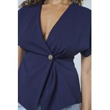 SISTERS POINT - GEVELA - Blouse - Navy - Slanke Pasvorm - Kwartmouw