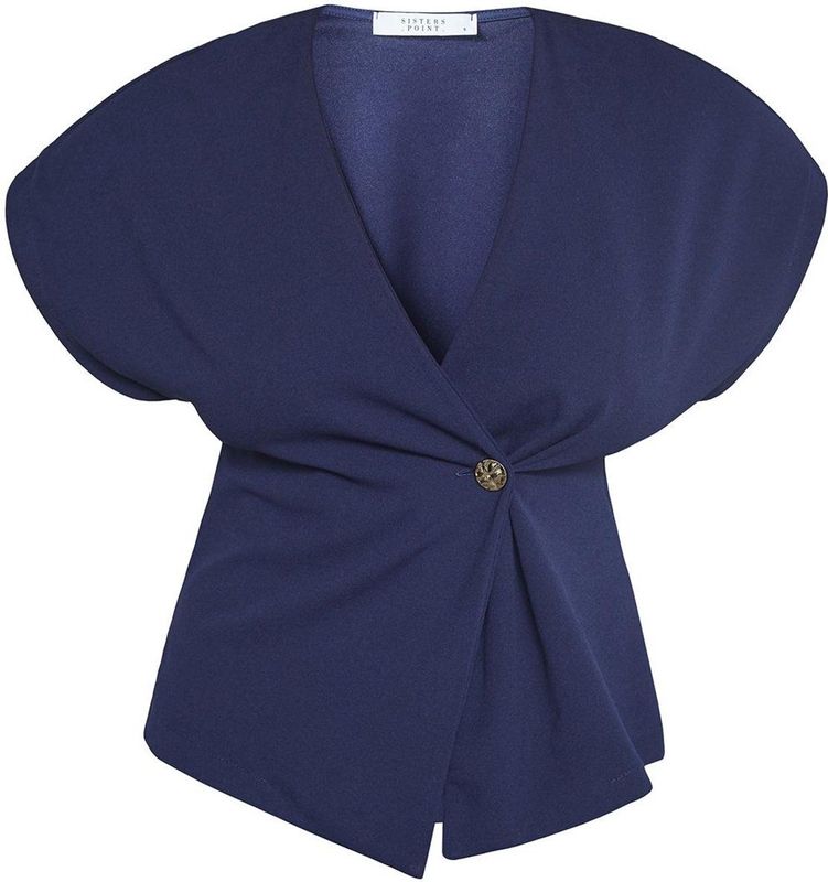 SISTERS POINT - GEVELA - Blouse - Navy - Slanke Pasvorm - Kwartmouw