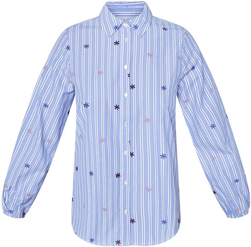 SisterS Point - Blouse - Lichtblauw - Lange Mouwen - Katoen