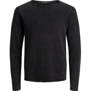 Jack and Jones Zwarte Faded Trui Ronde Hals Slim Fit