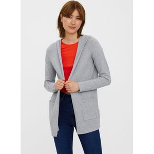Vero Moda VMDOFFY LS OPEN HOOD Cardigan - Lichtgrijs Melange - Dames Vest