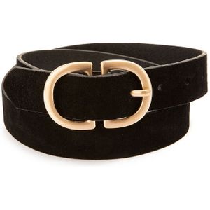 Pieces Pcjuva Suede Jeans Belt Noos Damesriem, Zwart detail: W Brushed Gold Buckle