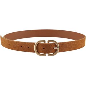 PIECES Pcjuva Suede Jeans Riem Noos Riem, Cognac/Detail:w Brushed Gold Buckle, 80