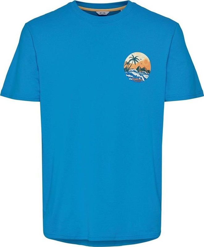 ONLY & SONS - LIONEL PRINT SS - Heren T-Shirt - Donkerblauw