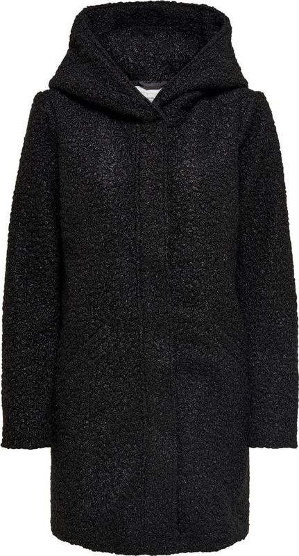 JDY - JDYSONYA LONG BOUCLE HOOD JACKET - Dames Jas - Hab - Teddy - Capuchon - Polyester