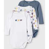 Name it 3-pack Rompertjes - Blauw - Biologisch Katoen - Lange Mouw