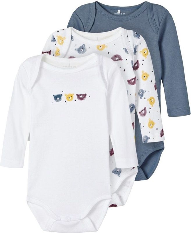 Name it - Rompertjes - Blue Bear - Biologisch Katoen - 3-Pack