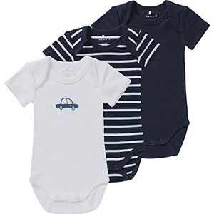NAME IT Boys 3-pack body's van biologisch katoen, Dark Sapphire, 56 cm