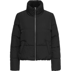 Winterjassen - Black - Gewatteerde Stof - Ritssluiting - Staande Kraag