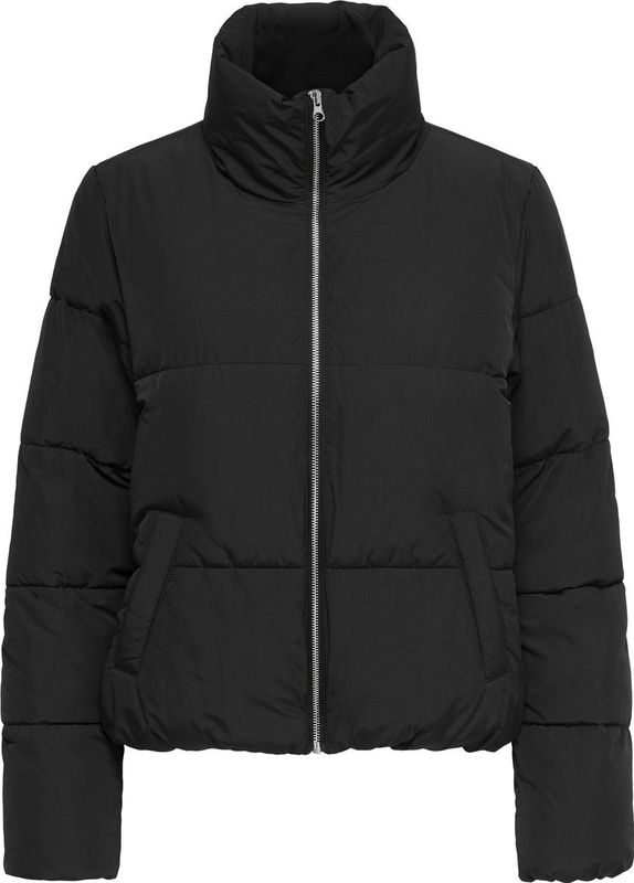 Winterjassen - Black - Gewatteerde Stof - Ritssluiting - Staande Kraag