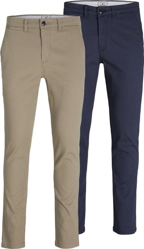 Jack & Jones Chinohose "SLIM FIT MARCO 2PCS", (Packung, 2 tlg., 2er-Pack)