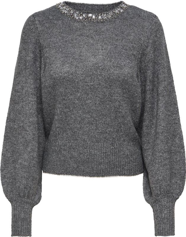 Only - ELSA - Gebreide Pullover - Mêlee - Regular Fit - Met Siersteentjes