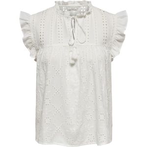 ONLY Onlreva Life S/L Emb Top Wvn Noos Damesblouse, Wit