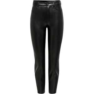 Only Onlemily Hw St ANK kunstleer PNT Noos Broek, zwart, M, zwart.