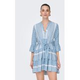 Jurk - Zwart - V-Hals - 3/4 Mouwen - Riemsluiting - Regular Fit