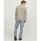 JACK & JONES Carlos knit crew neck slim fit, heren pullover katoenmengsel met O-hals, beige melange