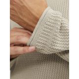 JACK & JONES Carlos knit crew neck slim fit, heren pullover katoenmengsel met O-hals, beige melange