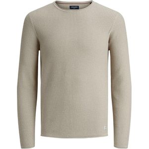 Jack and Jones Beige Trui Biologisch Katoen Ronde Hals Slim Fit