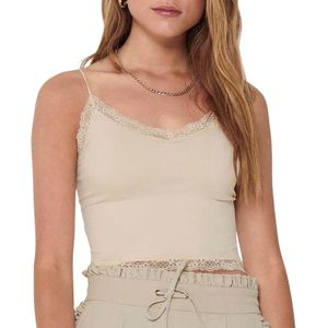 Only Vicky Lace Seamless Cropped Top - Beige