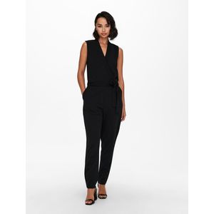JDY - Lange Mouwloze Jumpsuit - Zwart - Polyester - Strikceintuur