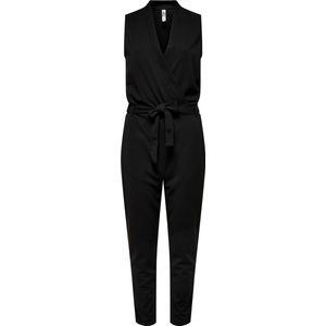 JDY - Lange Mouwloze Jumpsuit - Zwart - Polyester - Strikceintuur