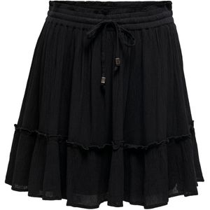 Only - ONLIBIZA LIFE SHORT SKIRT - Rok - Zwart - 100% Katoen - Met Volant