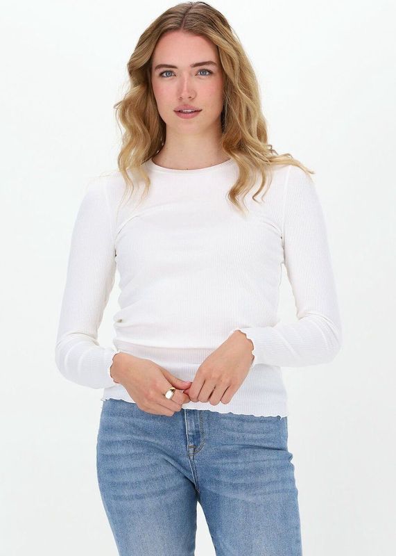 Selected Femme Anna Ls Crew Neck Tee Tops T-shirts - Wit