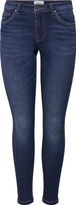 ONLY - ONLWAUW LIFE MID SKINNY Jeans - Blauw - Skinny Fit - Normale Waist