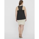 Vero Moda - Vmana Ga Curve - Mouwloos T-shirt - Zwart - Kanten Details