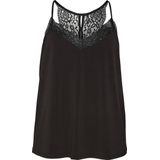Vero Moda - Vmana Ga Curve - Mouwloos T-shirt - Zwart - Kanten Details