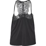 Vero Moda - Vmana Ga Curve - Mouwloos T-shirt - Zwart - Kanten Details