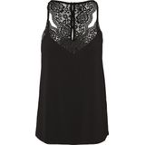 Vero Moda - Vmana Ga Curve - Mouwloos T-shirt - Zwart - Kanten Details