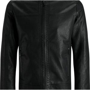 Synthetisch Leren Jas - Zwart - 100% Polyester - Waterafstotend