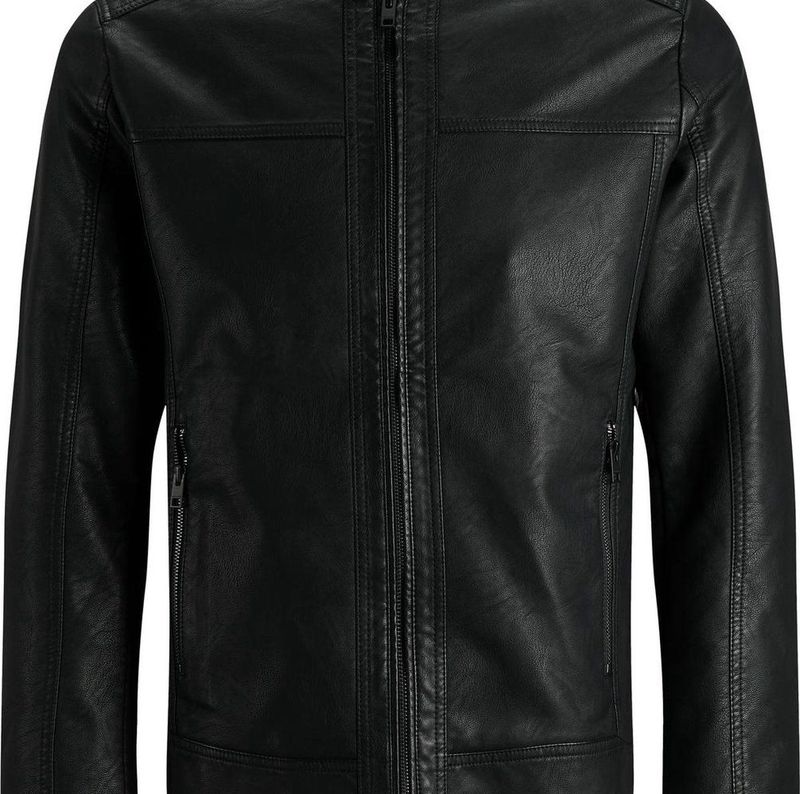 Synthetisch Leren Jas - Zwart - 100% Polyester - Waterafstotend