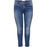 ONLY CARMAKOMA - Skinny Jeans - Blauw - Katoen - Gulp met Knopen