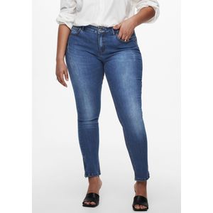 ONLY CARMAKOMA - Skinny Jeans - Blauw - Katoen - Gulp met Knopen