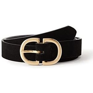 Pieces PCJUVA Jeans Belt Noos riem, zwart/detail: W geborstelde gouden gesp, 75 dames, zwart.